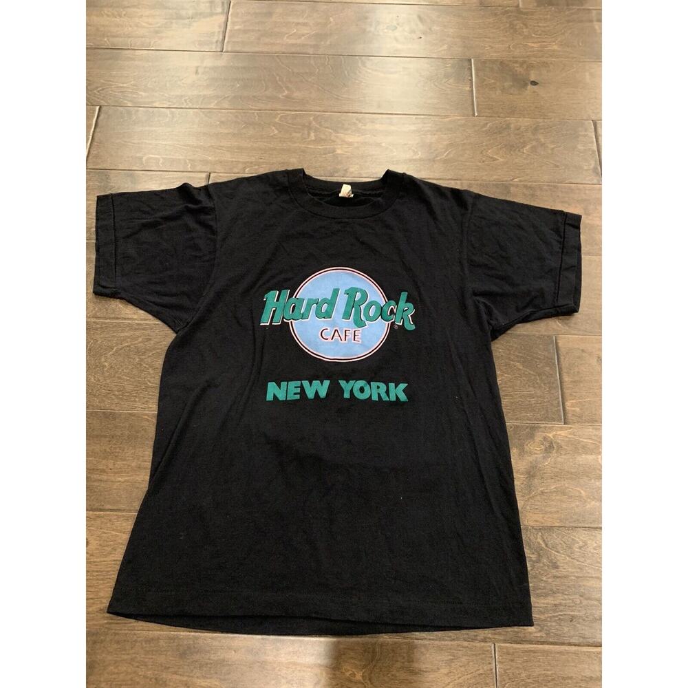 Vintage Screen Stars Hard Rock New York Black Short Sleeve T-shirt Size M MEDIUM - Picture 2 of 8